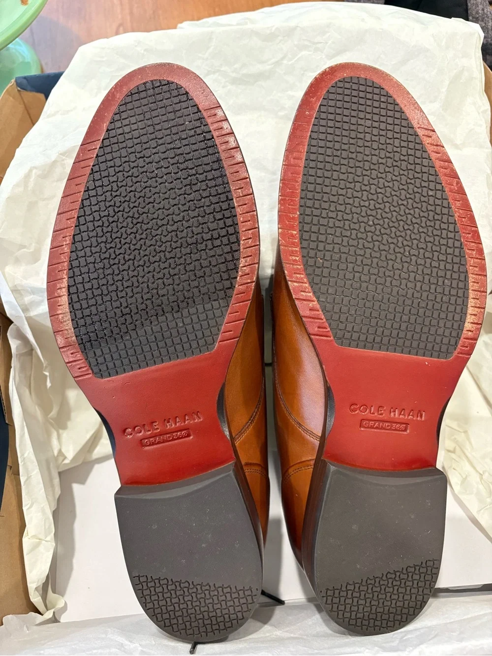 Cole Haan Cognac Brown Cap-Toe Derby Oxford
